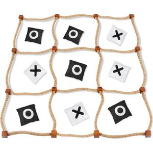 Giant Tic Tac Toe Outdoor Games, 4ft x 4ft Bean Bag Toss Outdoor for Kids, Giant Yard for Adults, Jumbo Large Wooden Tic Tac Toss, Backyard Lawn Camping Game (Black and White)