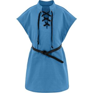 Boys Kids Renaissance Pirate T Shirts Viking Medieval Sleeveless Lace Up Costume Scottish Cotton Tank Tops 6-8Y
