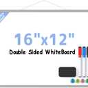 MaxGear Double-Sided Dry Erase Board for Wall, 16"x12" Hanging Whiteboard, Small Dry Erase White Board, Portable Whiteboard for Planning, Drawing, Memo, to Do List, Grey Frame