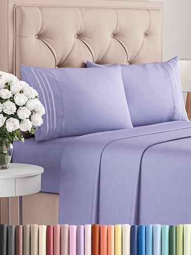 King Size 4 Piece Sheet Set - Comfy Breathable & Cooling Bed Sheets Set - Hotel Luxury Bedding for Women, Men, Kids & Teens - Deep Pockets, Easy-Fit, Super Soft & Wrinkle Free - Oeko-Tex - Lavender