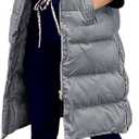 Women's Hooded Long Down Vest Full-Zip Sleeveless Puffer Vest Fashionable Coats Jacket, L