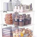 Citylife 7.8 QT 6 Pack Small Storage Bins Plastic Storage Container Stackable Box with Lids for Organizing, Clear White