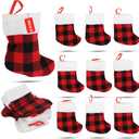 Iconikal 24-Pack Mini Christmas Stockings, 6-Inch, Red Buffalo Plaid Decoration Ornament