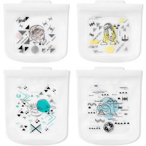 Pyrex Platinum Silicone Storage Set of 4, 2 Reusable Sandwich Bags, 2 Reusable Half-Gallon Freezer Bags, Non-Toxic, BPA-Free, Airtight & Leak-Proof, Microwave, Freezer Safe, Star Wars
