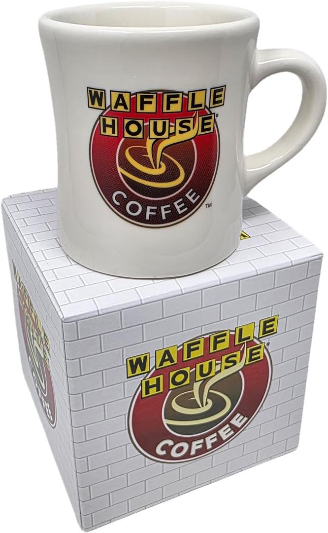Waffle House Classic Coffee Mug in Gift Box  9 oz Ceramic Diner-Style Cup  Iconic Logo, Ideal Gift for Coffee Lovers