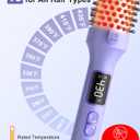 Nimmu Thermal Brush for Blowout Look, 1.5 inch Heated Round Brush, Curling Iron with 10 Temperature Control, Hot Styler Dual Voltage for Travel, Purple