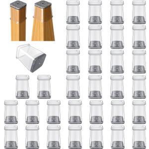 32 Pcs Square Chair Leg Protectors for Hardwood Floors, Felt Furniture Pads Floor Protectors, Silicone Chair Leg Caps Covers,Extra Small (fit Side Lenght:0.5-0.75) (Square X-Small, Clear-32pcs)
