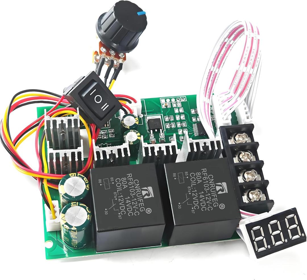 PWM DC Motor Speed Controller,12V/24V/36V/48V/40A LED Display Stepless Speed Controller with Forward-Brake-Reverse Switch & Adjustable Potentiometer for Brushed Motors