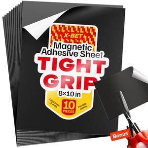 DIY Craft Magnetic Sheets with Adhesive Backing - 8x10 10 Pack Adhesive Sheets for Magnetic Stickers and Photos - 100% Customizable