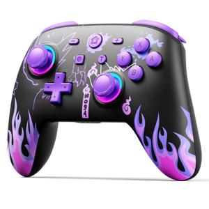 Controller for Switch/OLED/Lite, Wireless Pro Switch Controller with LED Joystick/Motion/Vibration/Turbo/Wake up (Purple)