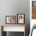 Trwcrt 5x7 Floating Picture Frames Set of 4, Double Glass Photo Frame Display up to 7 x 9 Photos for Desktop or Wall Hanging, Black