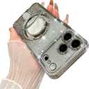 for iPhone 17 Pro Max Magnetic Glitter Case [Compatible with MagSafe] Women Girls Bling Rhinestone Case with Stand Luxury Diamond Camera Protection Shockproof Case for iPhone 17 Pro Max, Silver