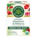 Traditional Medicinals Tea, Organic Hawthorn & Hibiscus - Promotes Heart Health - Kosher, Non-GMO, Caffeine-Free - 16 Tea Bags