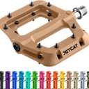 JETCAT Mountain Bike Pedals Flat - MTB Pedals Flat, Bicycle Pedals for BMX/MTN/Road/Gravel/EBike, BMX Pedals, Platform Pedals, Adults & Kids Bike Replacement - Brown 9/16
