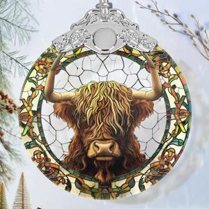 Cattle Stained Glass Orament - Christmas Ornament - Christmas Decorations for Tree - Holiday Present ldeas - Gift Exchange (Cow)