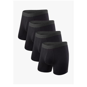 BAMBOO COOL Men's Underwear Boxer Briefs Fly with Built-in 3D Pouch Comfortable Cool Underwear for Men 4 Pack, XL