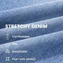 SHEWIN Straight Leg Jeans for Women Trendy High Rise Tapered Flare Jeans Stretchy Wide Leg Ankle Denim Pants with Pockets (8, Beau Blue)