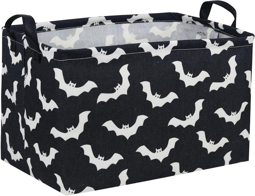 Essme Rectangular Kids Basket,Bat Storage Basket with Handles for Room Decor, Halloween Baskets,Toy Box,Car Storage BinBat