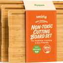 SMIRLY Bamboo Wooden Cutting Boards for Kitchen, Set of 3 Large - Small, Bamboo Wood Cutting Board Set with Deep Juice Grooves, Non Toxic Serving Tray, Perfect Mother's Day Gifts