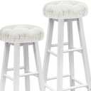 Marsui 2 Pieces Bar Stool Cushion 13" Soft Stool Covers Round Bar Cushions with Elastic Band for Chairs Seat Slipcovers(12 Inch,Beige)