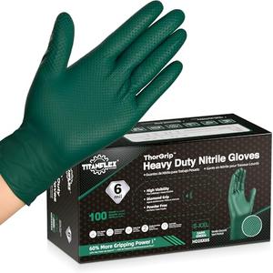 TitanFlex Heavy Duty Nitrile Gloves, 6 Mil Dark Green Raised Diamond Texture, Mechanic Disposable Gloves, Latex Free