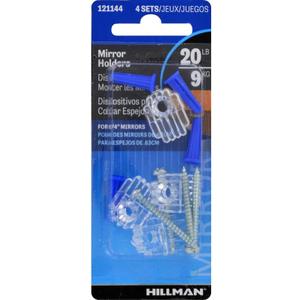 Hillman 50597 1 lbs AnchorWire Steel-Plated Silver Mirror Holder Kit Pack of 4 - Case of 10