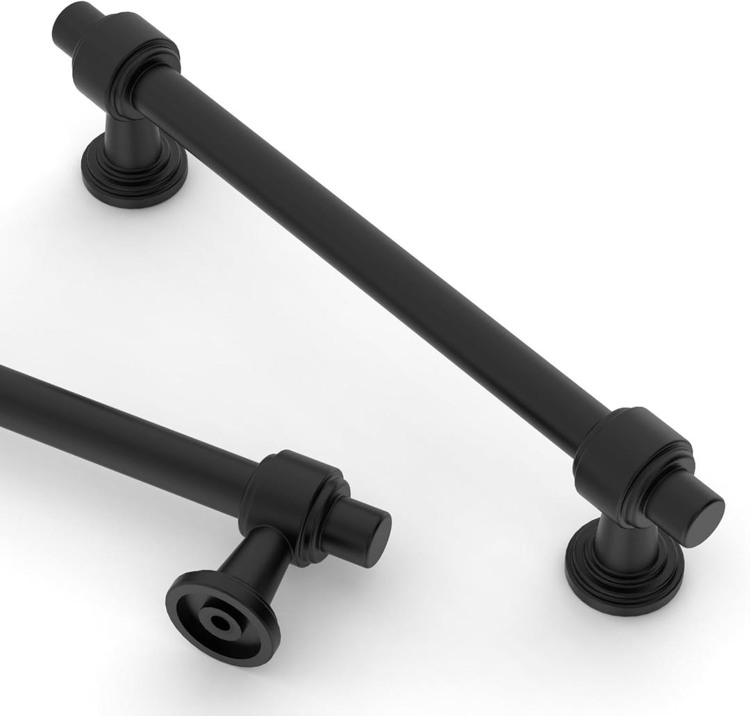 Asidrama 10 Pack 5 Inch(128mm) Matte Black Kitchen Cabinet Handles, Cabinet Pulls Kitchen Cabinet Hardware for Cupboard Drawer Pulls