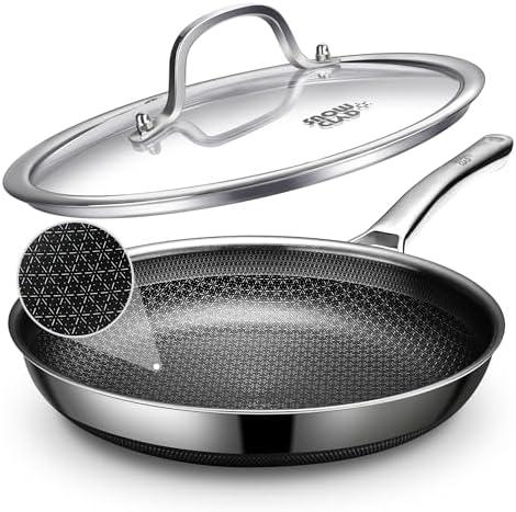 Yonida Non Stick Frying Pans, 12inch with Lid, Induction Compatible Cooking Pan, PFOA Free Cookware