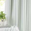 ZJDECOR 72 Inch Green White Striped Full Blackout Curtain Panels, 55"W x 72"L