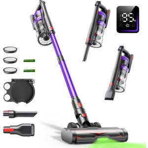 Cordless Vacuum Cleaner,Upgraded 550W 45KPA 60Mins Vacuum Cleaners for Home,SelfStanding Stick Vacuum with LED Display,8 in 1 Lightweight Antitangle Wireless Vacuum for Pet Hair Carpet Hard Floors