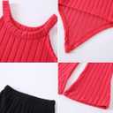 4 x 4 Piece Girls Heart-Shaped Clothing Sleeveless Ribbed Tank Tops and Flared Pants Summer Outfit 5-6Y (Red)