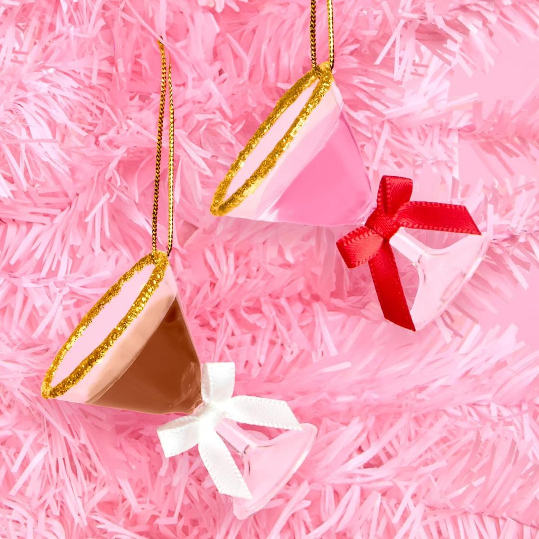 Xo, Fetti Mini Espresso Martini Ornament Set - 6 pcs | Christmas Tree Decorations, Holiday Party Decor, Cute Cocktail Ornament Gift, Stocking Stuffer