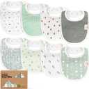 8-Pack Organic Baby Bibs for Boys, Girls - Soft Cotton Drooling and Teething Bibs for Baby Girl & Boy, Extra Absorbent, Easy To Clean & Put On for Toddler, Newborn, Infant 0-24 Months (Nordic)