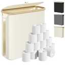 Toilet Paper Storage Basket with Lid and Handle, Foldable Toilet Paper Basket Organizer for Bathroom, Large Capacity Toilet Paper Holder with Storage for 12 Mega or 16 Regular Rolls, Beige (35L)