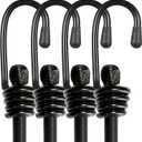 BEXSLE Bungee Cords with Hooks, Heavy Duty Outdoor Elastic Bungee StrapsNo Odour Industrial Grade Bungee Rope for Securing Tarps, Luggage, Tents, Bikes or Garden Tidying 24inch 4Pcs (Black)