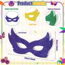 Glitter Masks Wooden Table Decoration Signs - 3Pcs Wood Masks Carnival Tiered Tray Decorations, Glittery Table Centerpieces Decor for Mardi Gras Party Gift Home Shelf, Green Purple Yellow 8x4in