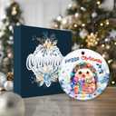 2 x Hoggy Christmas Ornament 2025  Cute Hedgehog Christmas Tree Decoration with Holiday Lights & Scarf  Funny Animal Ceramic Keepsake, for Hedgehog Lovers, Family & Friends