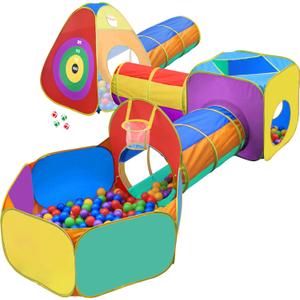 Gift for Toddler Boys & Girls, Ball Pit, Play Tent and Tunnels for Kids, Best Birthday Gift for 3 4 5 Year Old Pop Up Baby Play Toy, Target Game w/ 4 Darts Indoor & Outdoor, Small