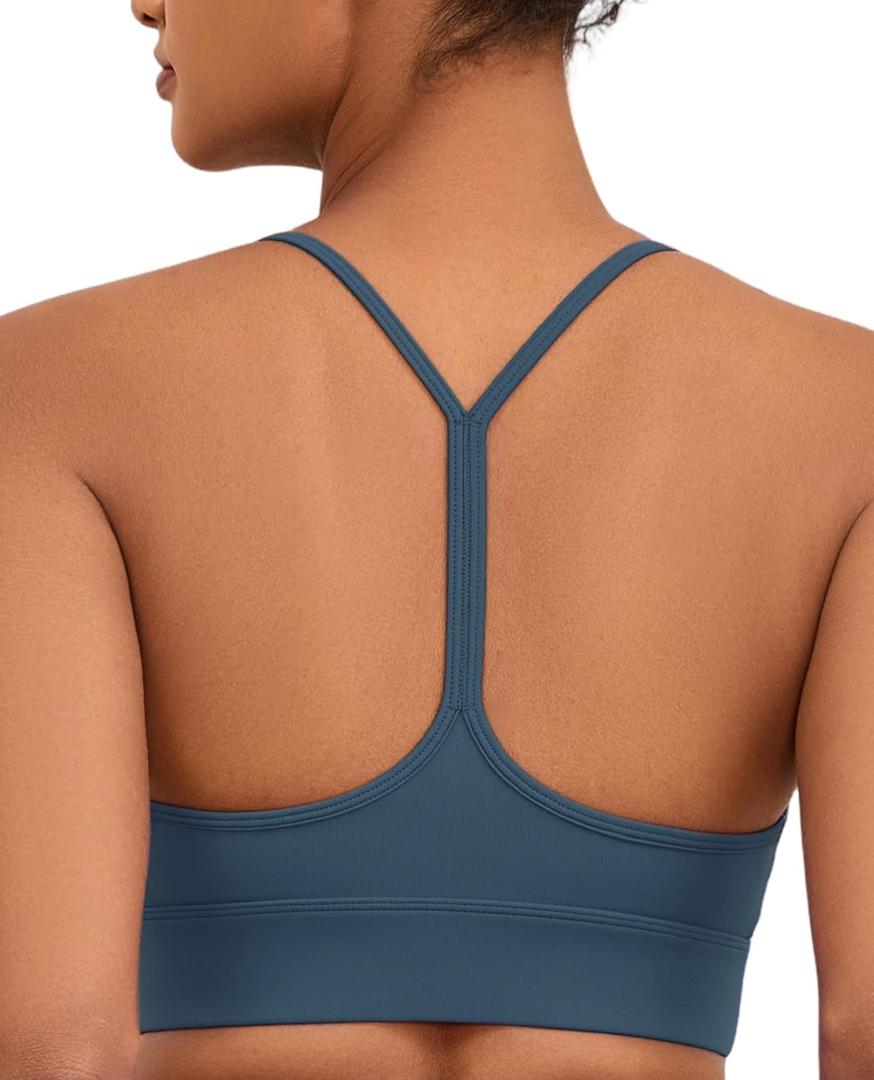 Womens Y-Back Sports Bra, Weightless Padded Yoga Bra, Spaghetti Strap Low Impact Gym Top for Workout & Daily Wear (XS)