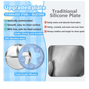 Stainless Steel Kids Plates - 9" Divided Toddler Plates With Removable Silicone Sleeves for Baby, With Suction, Non-Toxic BPA-Free Dishwasher & Microwave Safe Baby Snack Dishes Set of 2 (Blue/ Beige)