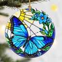 Christmas Ornaments, Dodosky 2.8in Ceramic Hanging Ornament, Xmas Decor, Christmas Tree Ornaments, Xmas Decorations for Tree, Holiday Ornament, Butterfly Gifts, Gifts for Women, Female, Mom (Pack of 5)