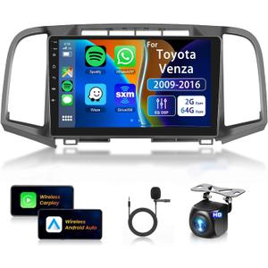 Car Stereo for Toyota Venza 2009-2016 [2+64G] Wireless Carplay/Android Auto,Android13 Car Stereo 9Inch Touch Screen GPS WiFi EQ 28UI DSP Bluetooth FM/RDS Mirror Link SWC+Backup Camera for Venza Radio
