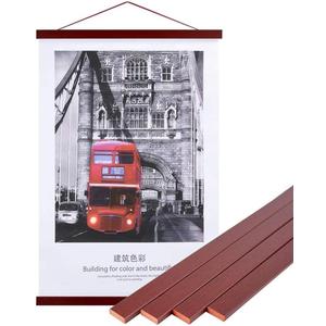 Magnetic Poster Hanger, 18x24 18x12 18x24 Poster Frame Wood Wooden Magnet Print Posters Dowel Scroll Hanger Hangers Hanging Kit for Walls Map Canvas Artwork (Mahogany, 18")