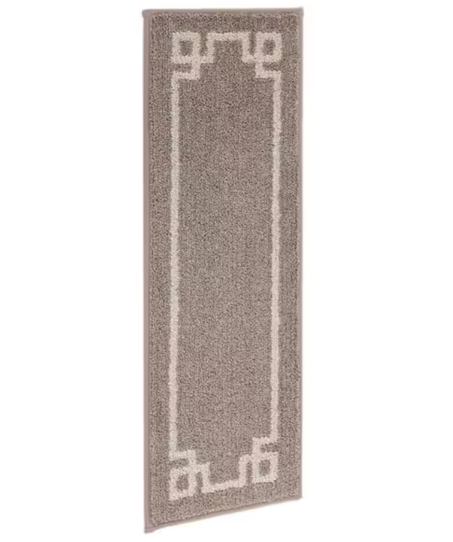 Taupe 9 in. x 28 in. Polyester Stair Tread Cover Non Slip Washable Reusable Indoor Carpet