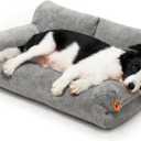 MEWOOFUN Cat Bed for Indoor Cats, Washable Dog Beds for Small Medium Dogs & Cats, Fluffy Cat Couch with Non-Slip Bottom (Grey, 33.5" L x 25.6" W x 11.5" Th)