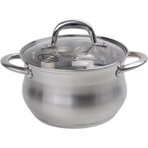Alpine Cuisine Stainless Steel Dutch Oven Belly Shape 4 Quart - Heavy Duty Pot with Tempered Glass Lid,Comfortable Handles, Dishwasher Safe & Easy to Clean