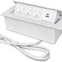 Power Hub for Conference Table PD20W USB-C Fast Charging Pop Up Power Strip with 3AC Outlets Connection Box for Conference Room Kitchen Countertop, White