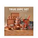 Gotham Steel Hammered 20 Pc Ceramic Cookware Set Nonstick, True Ceramic Pots and Pans Set Non Stick with Deep Square Pan Set & Bakeware Set, Non Toxic PFOA PFOS Free, Oven & Dishwasher Safe