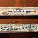 Farmhouse Wooden Letter Block Sign and Boho Tassel Bead Garland Beach Lake House Decor for Bathroom, 2-Pcs Set Blue Bead Garland with Tassels Home Decoration