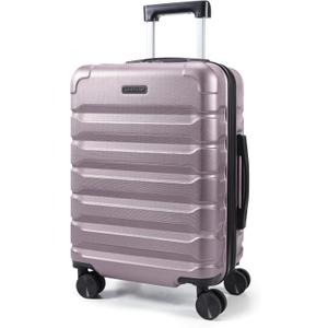 LIGHT FLIGHT Carry On Luggage 22x14x9 Airline Approved, Expandable Carry On Suitcases with Wheels, Lightweight Luggage, Durable Hard Shell 20 Inch Rolling Suit Case for Men Women Travel,Rose Purple